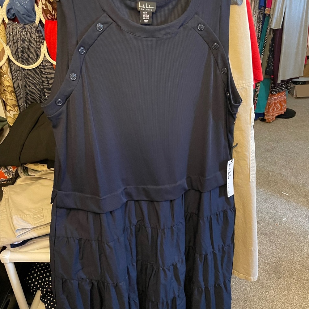 Nicole Miller Navy Ribbed Top